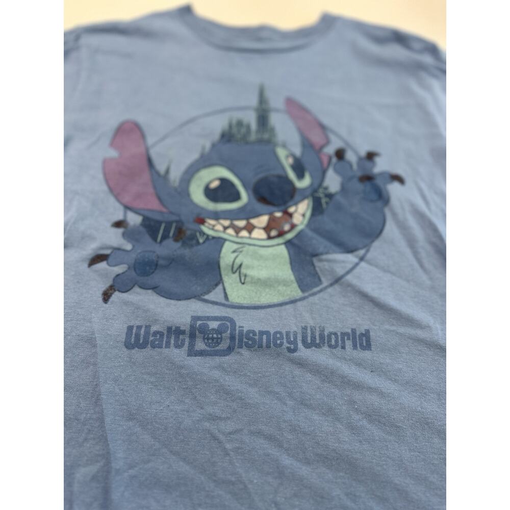 Walt Disney World Park Shirt Adult Size Small Blue Stitch Castle T-Shirt - Picture 2 of 4